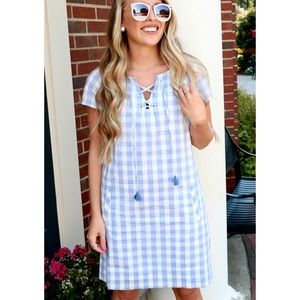 - Southern Tide McKenna Dutch Blue Checked Dress